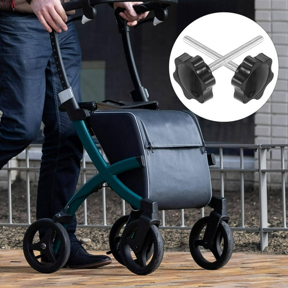 ibasenice 1Set Black Roller Walker Replacement Knobs Easy Hand Tightening for Walker Accessories