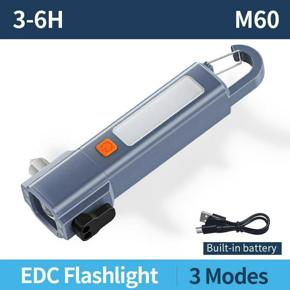 FruitLa Multi-Function Car Safety Hammer Flashlight Vehicle Escape Tool with USB-C Recharge, Adjustable Zoom Focus