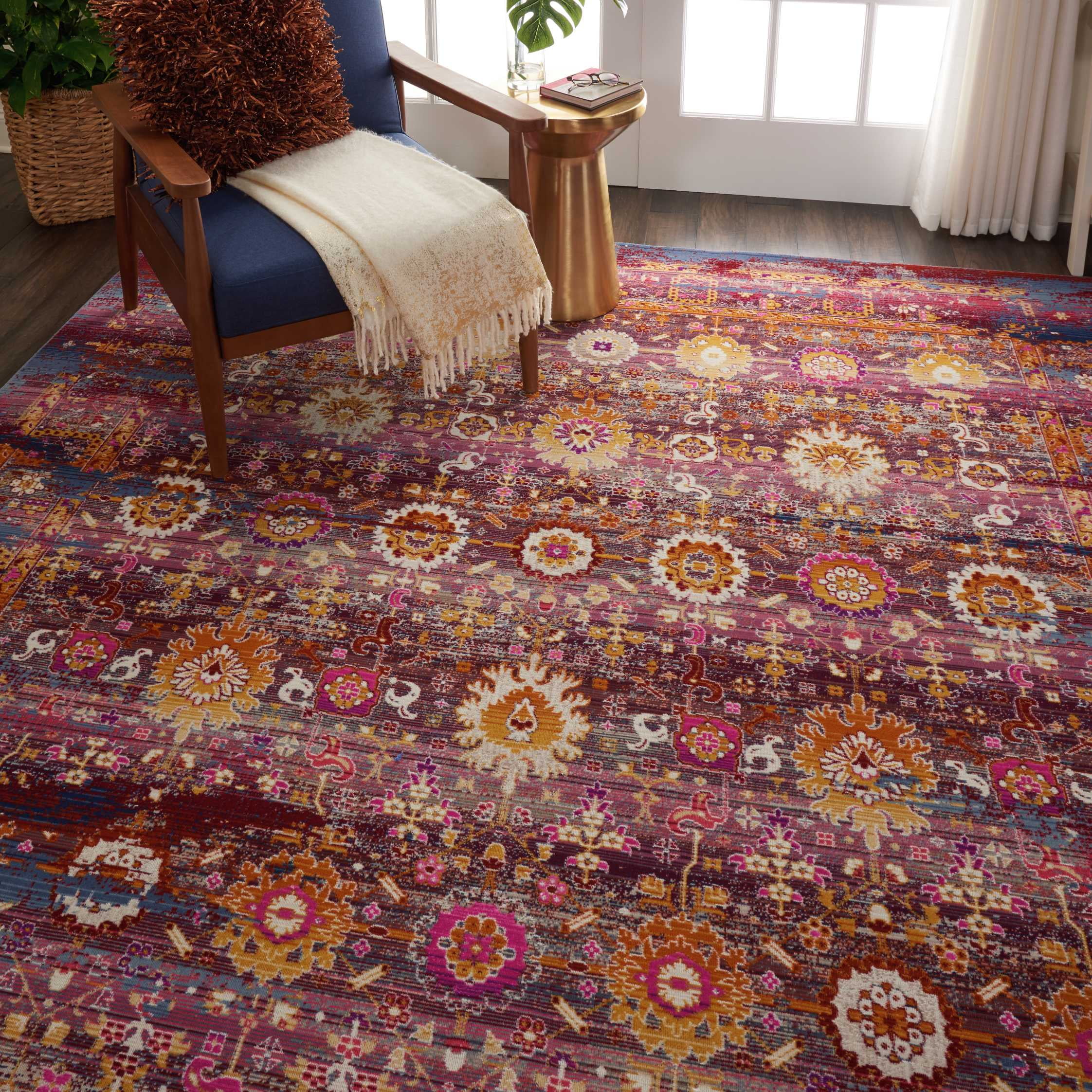 Nourison Vintage Kashan Boho Bordered Red/Multicolor Area Rug - Walmart