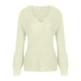 thumbnail image 4 of Lilgiuy Women Casual Soild Pullover Long Sleeve V-Neck Sweater Winter Fashion 2022, 4 of 5