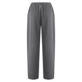 thumbnail image 4 of LEBONYARD Wide Leg Pants Plus Size,Women Casual Solid Color Pockets Buttons Elastic Waist Comfortable Straight Pants Gray M, 4 of 5