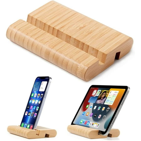 Support de tablette et de téléphone portable en bambou pour bureau
