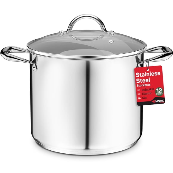 Olla de acero inoxidable Emporio Kitchen de 12 L con tapa