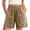 Khaki04, variant on Women's Shorts Cotton Linen Elastic High Waist Ruffle Trim Loose Fit Casual Bermuda Solid Shorts with Side Pockets Running Shorts for Women