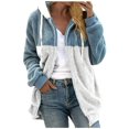 thumbnail image 1 of TQWQT Fleece Coats for Women  Faux Fur Jacket Coat Fuzzy Fleece Jacket Plus Size Zip Up Drawstring Sweatshirt Oversized Light Blue S, 1 of 6