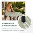 thumbnail image 4 of Round Outdoor Tablecloth with Umbrella Hole and Zipper, Boho Sage Green Tablecloth with Elastic Waterproof, Minimalist Farmhouse Striped Patio Table Covers for 31" - 35" Picnic Pool Tables, 4 of 9