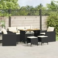 thumbnail image 1 of vidaXL 6 Piece Garden Sofa Set with Cushions Black Poly Rattan, 1 of 5