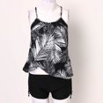 thumbnail image 6 of ibiyuan Plus Size Summer Outfits 2 Piece Tummy Control Plus Size Long Top and High Waisted Boyshorts Bathing Suits Tropical Printed Swimsuits for Women,Black, 6 of 8