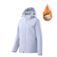 thumbnail image 3 of Sentmoon Waterproof Jacket Plus Size Hooded Neck Long Sleeve Coat for Women Zipper Solid Color Windproof Womens Fall Clothes with Pockets Fall and Winter Comfy for Running and Hiking, 3 of 8