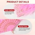 thumbnail image 3 of Uxcell Embroidered Flower Marabou Feather Fan, Vintage Folding Handheld Fan for Costume Party Dancing Wedding Show Pink, 3 of 6