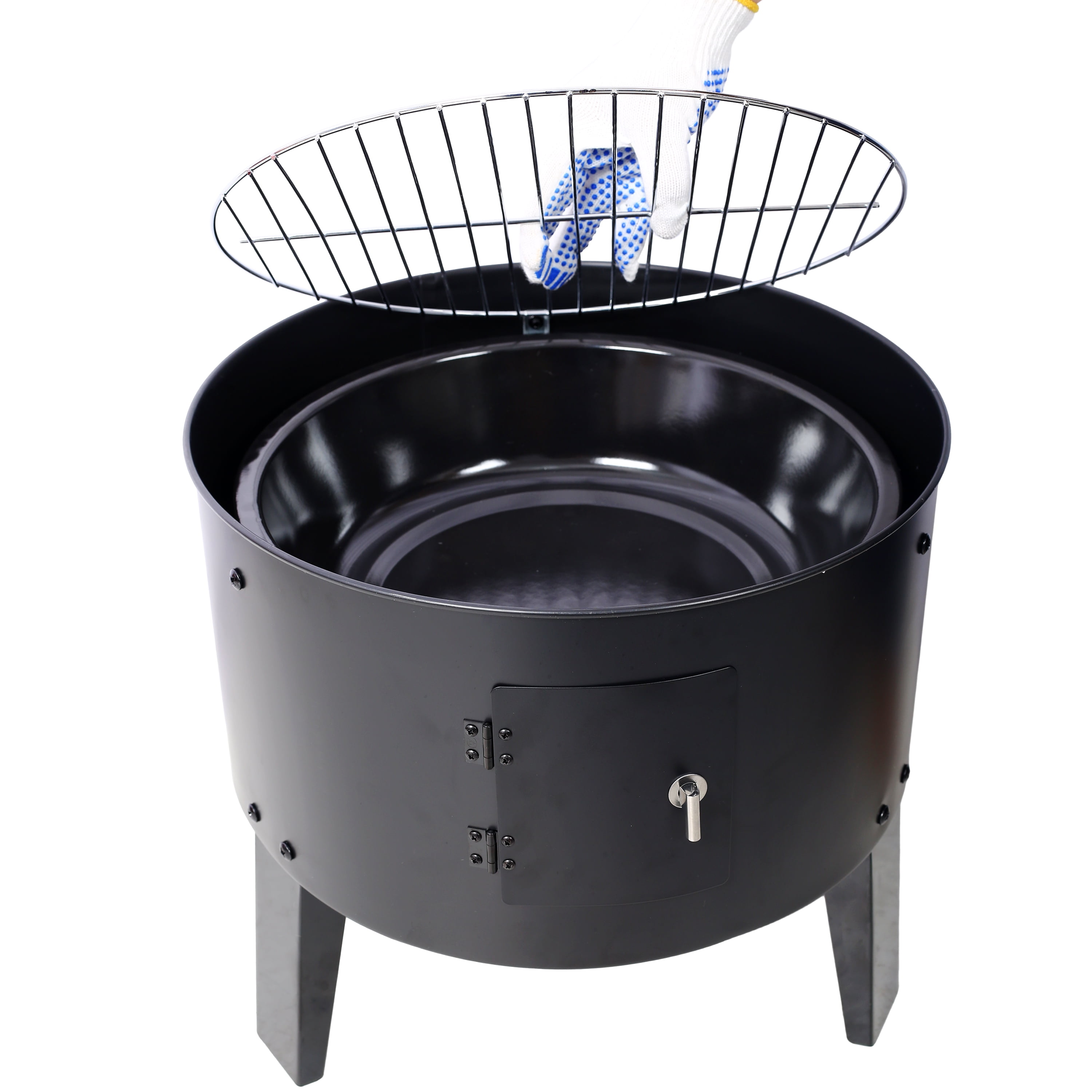 Charcoal Smoker Grill Wood Smoker Grills Outdoor Cooking 16 Inch Vertical Smoker Portable BBQ Grill for Camping Black