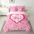 thumbnail image 3 of Feelyou Happy Valentine's Day Twin Bedding Sets 7-Piece, Pink Watercolor Bedding Comforter Set, Romantic Love Theme Reversible Sheet Sets, Super Cozy Room Decor, 3 of 8