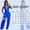Blue, variant on Summer Halter Backless Jumpsuits for Women Sexy See Through V Neck Tie Pleated One Piece Wide Leg Long Pants Romper