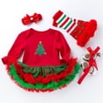 thumbnail image 2 of PINQI Holiday Dress for Toddler Girls Christmas Clothes Little Girl Long Sleeve On My First Christmas Party Ruffle Dress for 0 to 24 Months, 2 of 7
