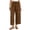 Brown-1, variant on Womens Cotton Wide Leg Palazzo Pants Barrel Drawstring Elastic Waist Pants Beach Vacation Trousers with Pockets