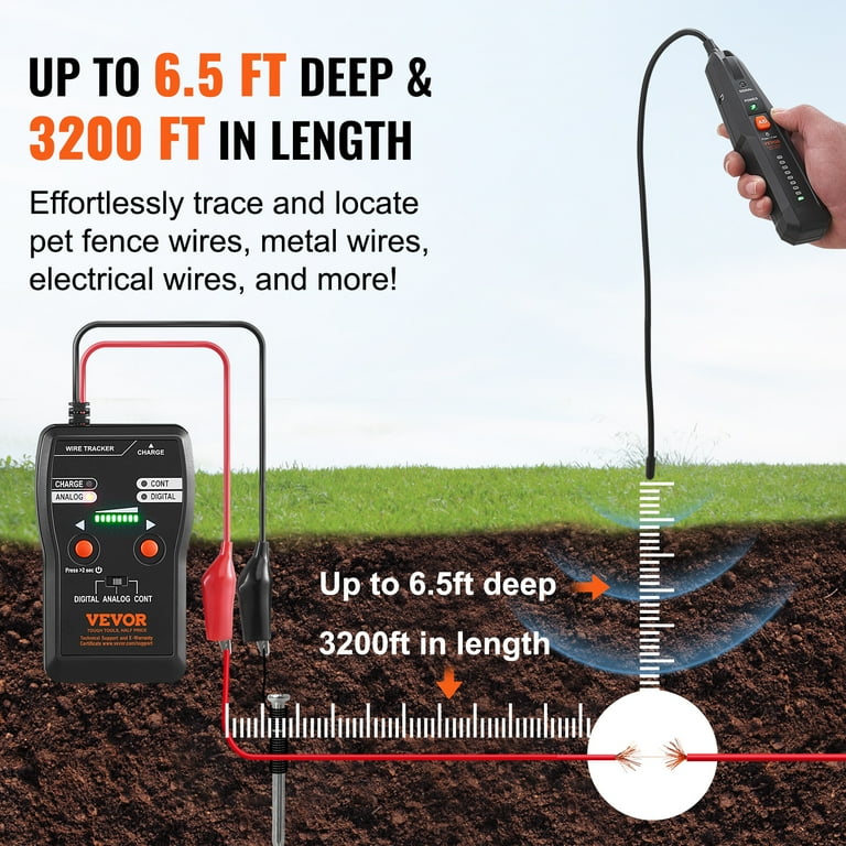 SKYSHALO Underground Cable Locator 6.5 FT Max. Detection Depth Wire Break Detector for Pet Fence Buried Sprinkler Valve and for Locating Irrigation