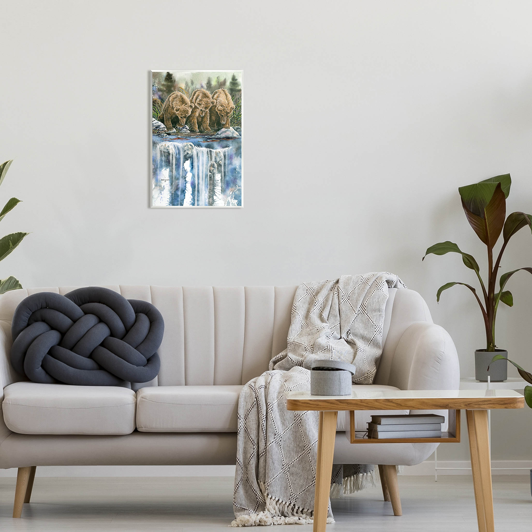 Bear Trio Fishing Lake Reflection Animals & Insects Graphic Art Unframed Art Print Wall Art