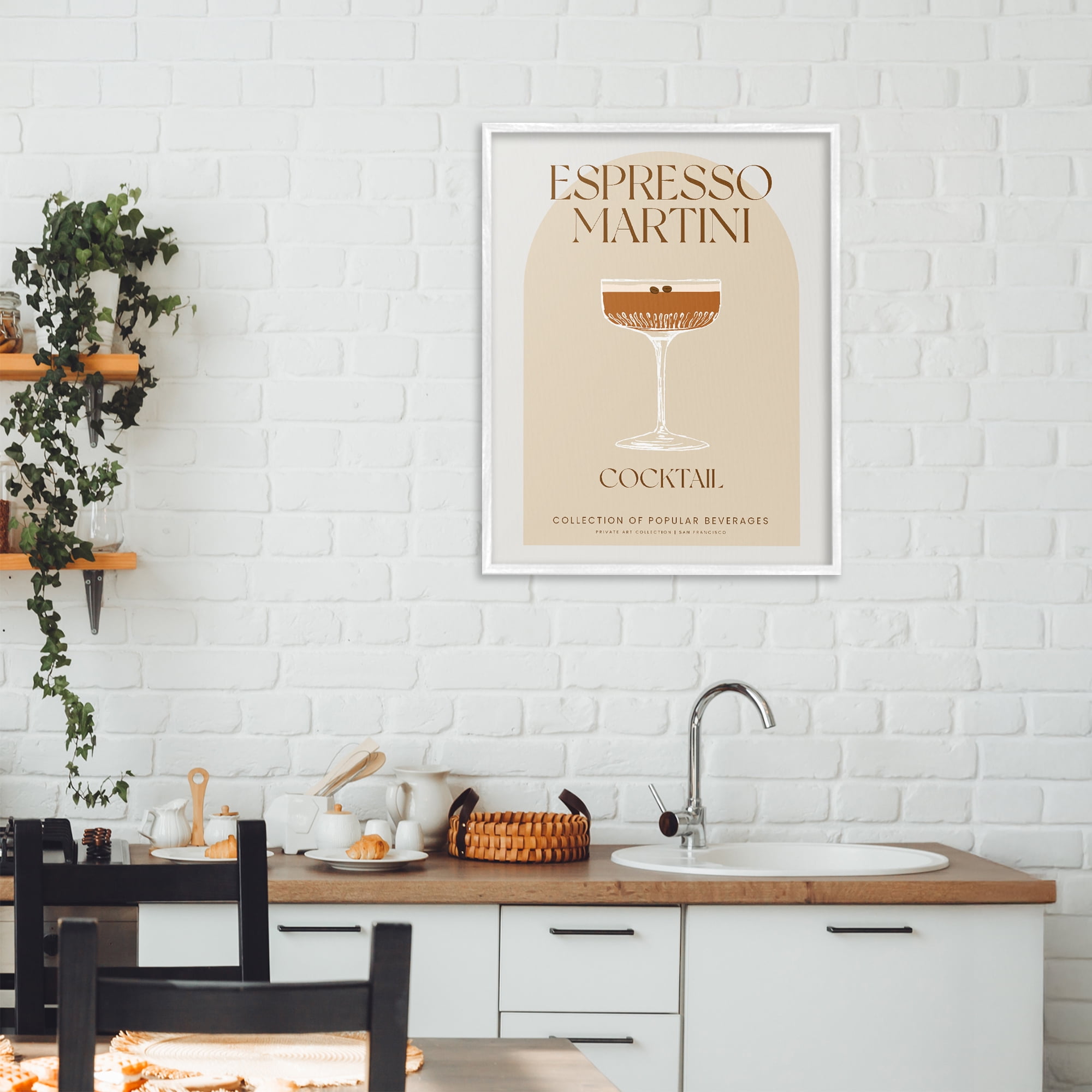 Stylish Retro Espresso Martini White Framed Giclee Art, design by Lil' Rue