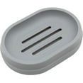 thumbnail image 1 of Rawiri Jabonera de plástico, jabonera para baño, ducha, escurridor de cascada, cocina (gris, forma ovalada de plástico), 1 of 7