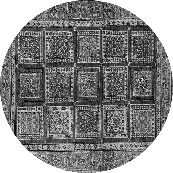 Ahgly Company Indoor Round Abstract Gray Modern Area Rugs, 7' Round