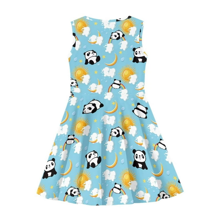 FOR U DESIGNS Cartoon Panda Sleeveless Skater Dress for Teens