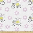 thumbnail image 1 of Cartoon Sofa Upholstery Fabric by the Yard, Sketch Female Cat Riding a Bicycle with a Basket Full of Flowers Spring Composition, Decorative Fabric for DIY and Home Accents, Multicolor by Ambesonne, 1 of 5