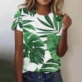 thumbnail image 3 of Tops de Ajuste Suelto para las Mujeres Sudadera Casual Impresa Manga Corta Cuello Redondo Superior, Poliéster, 3 of 4