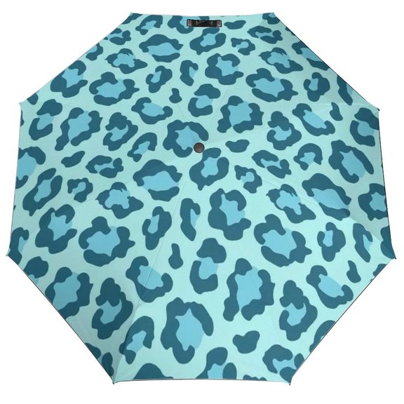 Leopard Spots Umbrella for Rain - Portable, Double Layer Automatic Folding Umbrella UV Protection for Rain Car Travel Outdoor Men Women