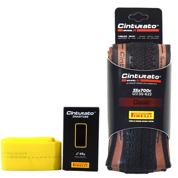 Pirelli Cinturato GRAVEL H Classic 35-622 (700x35c) Gravel Bicycle Tire   SmarTUBE 33/45-622 Presta 60mm - 1 Pack