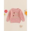 thumbnail image 2 of GXFC Little Girls Sister Matching Sweaters 0 3M 6M 9M 12M 18M Toddler Baby Long Sleeve Knitted Pullovers Letter Floral Embroidery Crew Neck Sweatshirt Cozy Comfy Warm Clothes for Spring Fall, 2 of 6
