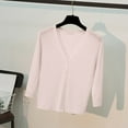 thumbnail image 4 of Women's Pocket Cardigan V-Neck Knit Loose Sweater Jacket​​, 4 of 7