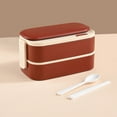 thumbnail image 1 of Rbaofujie Cute Bento Lunch Box 304 Stainless Steel Double-Layer Lunch Box Sealed and Divided for Students Office Workers Portable Lunch Box Household Work Fresh-Keeping Box Containers for Adults, 1 of 3