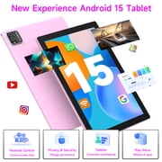 2 In 1 Android table 10 Inch With TabletS protective Case and Stylus Pen android 15 Tablet 5G WiFi-6 1280*800 full HD IPS display 6000mah 64GB ROM+12GB RAM (4+8 Virtual), 1024GB Expansion (Pink)