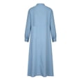 thumbnail image 6 of Women's Cotton Linen Long Maxi Dresses Long Sleeve Crewneck Button Solid Ankle-length Dress Plus Size Loose Casual Long Dress, 6 of 7
