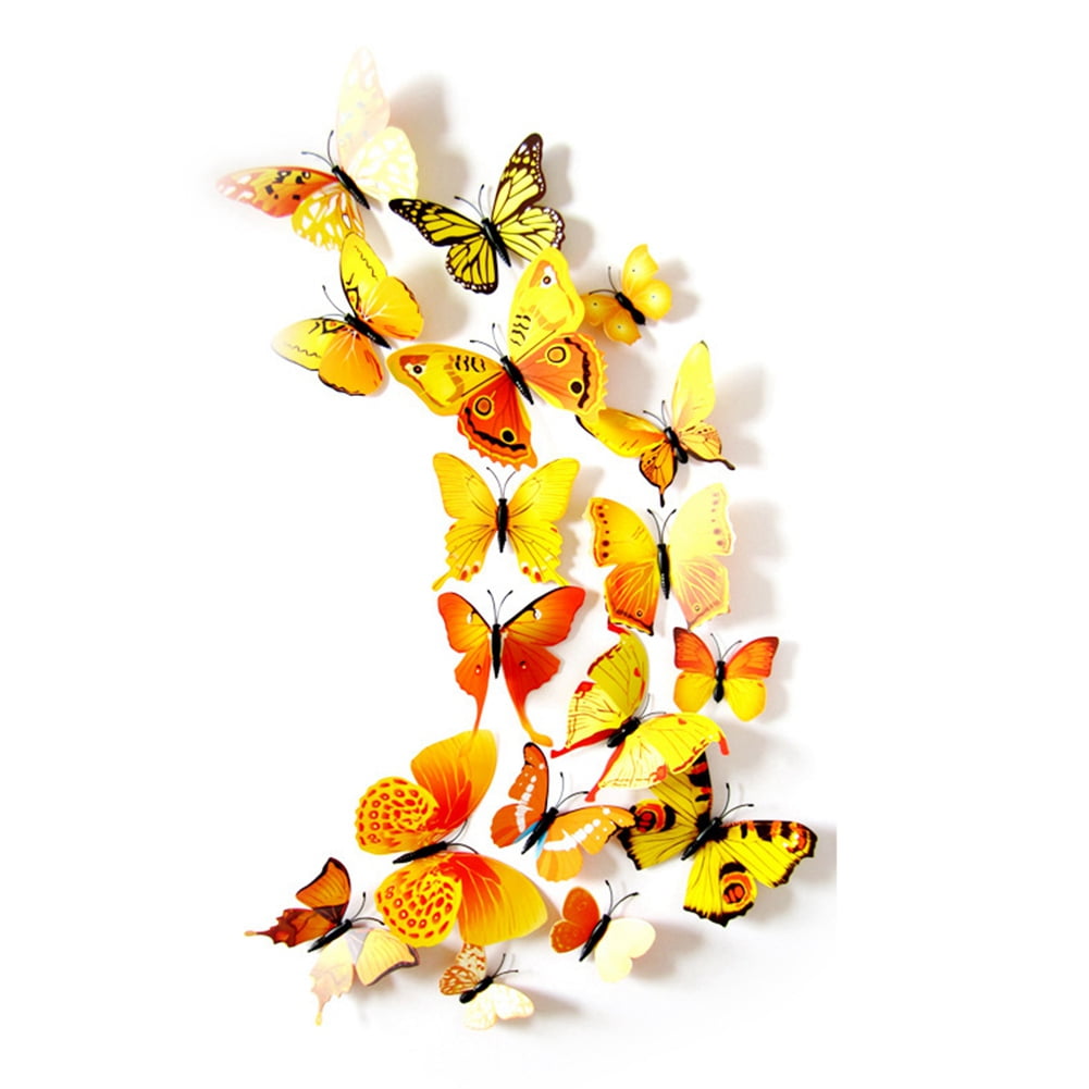 12pcs 3D Simulation Butterfly Sticker Home Decoration Refrigerator Wall Stickers 