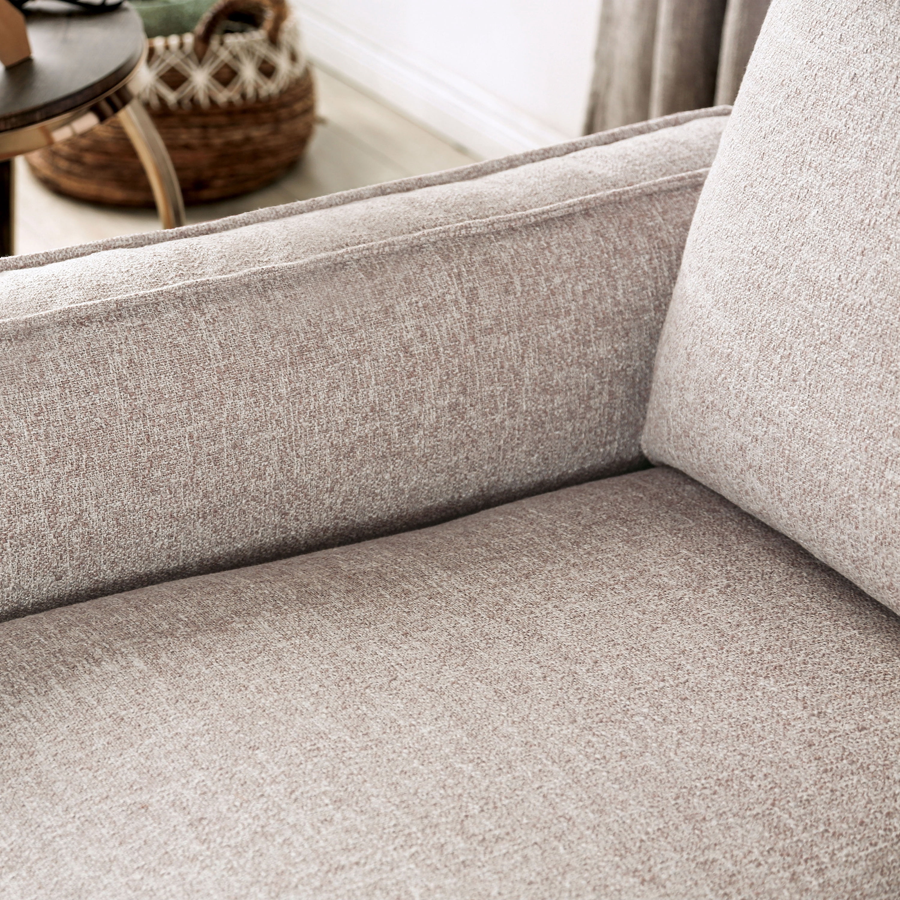 Furniture of America Gulver Modern Adult Upholstered Fabric Sofa, Light Brown and Natural