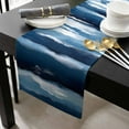 thumbnail image 3 of Navy Blue Ombre Cotton Linen Small Table Runner 13 x 48 inch Modern Oil Painting Waves Abstract Non-slip Rectangular Dining Table Decor for Wedding Party Holiday Dinner, 3 of 8