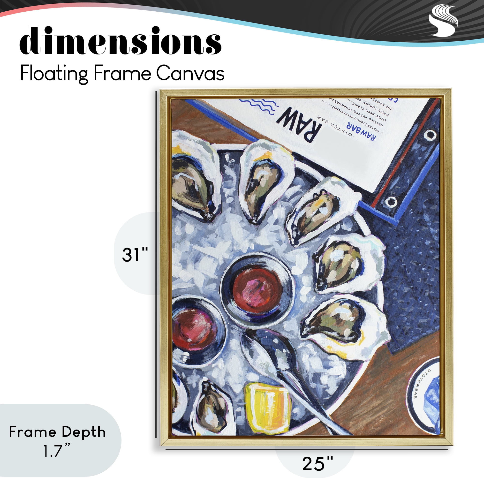 Stupell Industries Oysters on Ice Gold Framed Floater Canvas Wall Art, design by Rachel Nerney