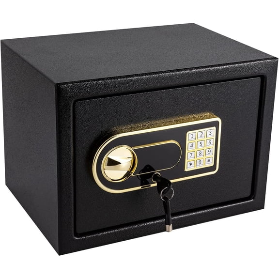 Safe Box Security Box with Digital Password and Keys Steel Desktop Safe Box Household Home Safe Box for Wardrobe, Home, Office, Hotel
