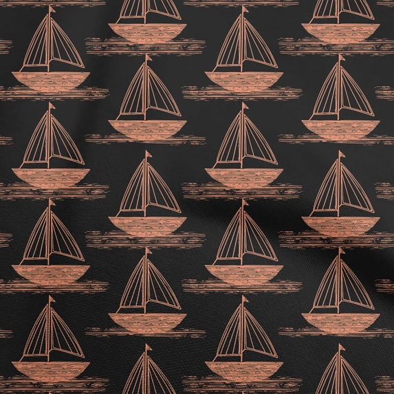 oneOone Velvet Black Fabric Beach Boat Fabric For Sewing Printed Craft Fabric By The Yard 58 Inch Wide