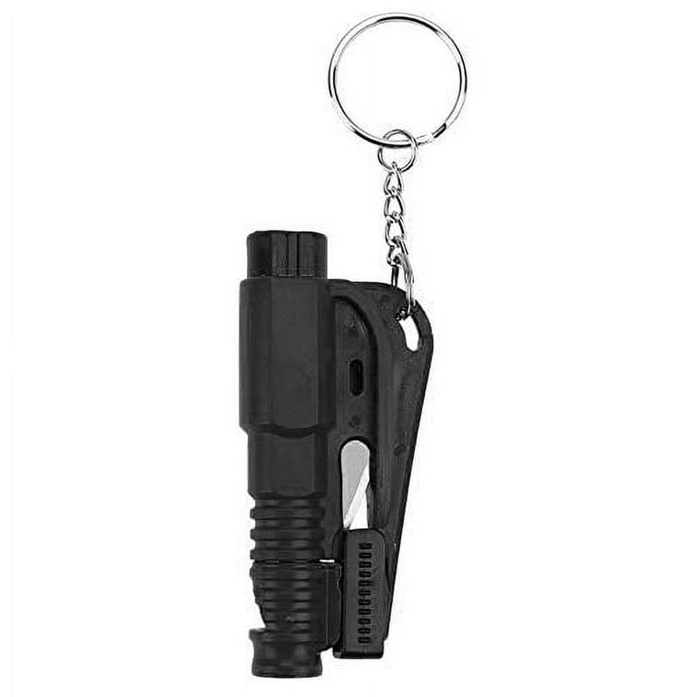 2 Pack Keychain Car Escape Glass Breaker Window Punch Hammer Tool with  Integrated Emergency Whistle & Seatbelt Cutter Black