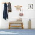 thumbnail image 2 of Wall Mounted Wood Coat and Hat Rack, 4 Hooks, Light Brown, 2 of 7