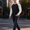 thumbnail image 5 of Rvwovn Men's Raglan Long Sleeve Tee, Crew Neck Casual Baseball Workout T-Shirt, Classic Color Block, 5 of 6