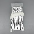 thumbnail image 2 of Ambesonne Grey Bedding Set 4 Pcs, Hand Drawn Feather, Queen, Black, 2 of 3