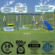 Sportspower Outdoor Super 8 Fun Metal Swing Set for Kids 3-8 with 6ft Slide, Saucer Swing, Rocking Horse, 6ft Durable Steel Frame