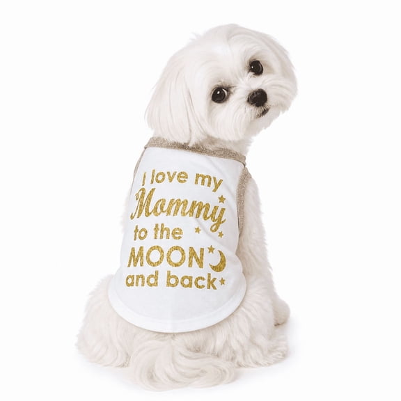 Petitebelle I Love My Mommy to The Moon Puppy Dog Shirt (White, Small)