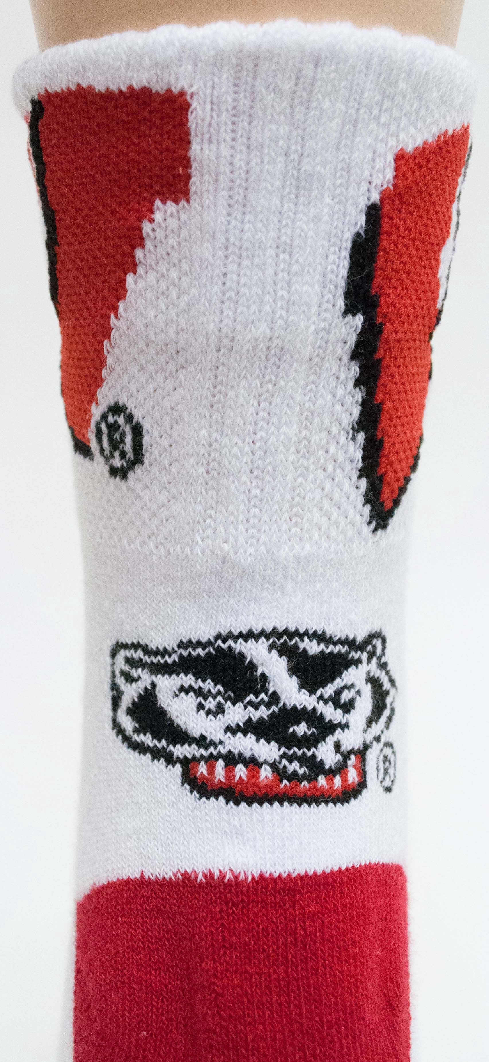 Wisconsin Badgers White Quarter Sock - Donegal Bay - Unisex - One Size - Quarter