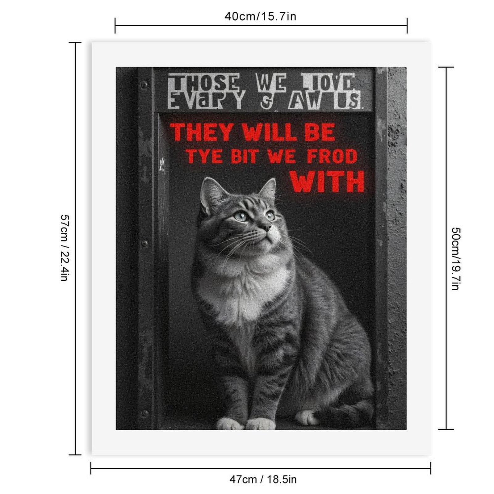 Paint By Numbers Kit for Adults Beginner - DIY Cat In Frame With Text Art Canvas Painting Kits for Adults, Frameless Paint By Number for Adults for Home Wall Decor 16x20 Inch