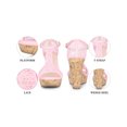 thumbnail image 3 of BLISSFUL STEP Women's Shoes Lace Open Toe T-Strap Platform Wedges Heel Sandals  Pink 5.5, 3 of 6