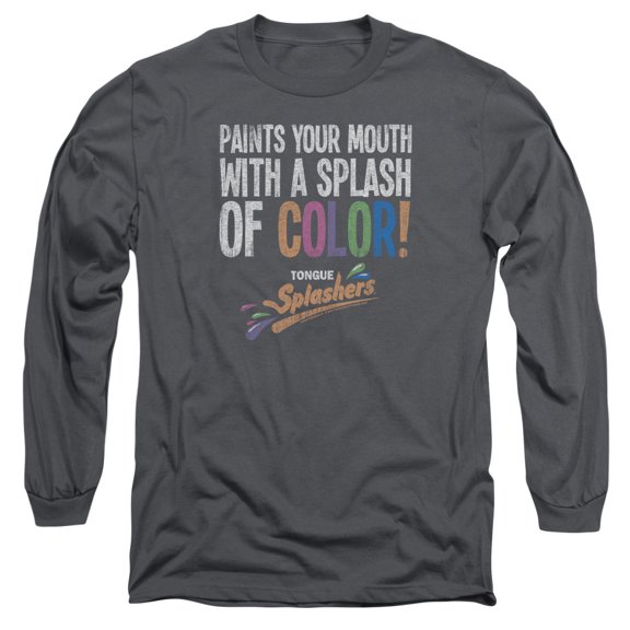Dubble Bubble Paints Your Mouth Long Sleeve Adult 18/1 T-Shirt Charcoal